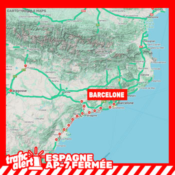 Fermeture de l’AP-7 au sud de Barcelone