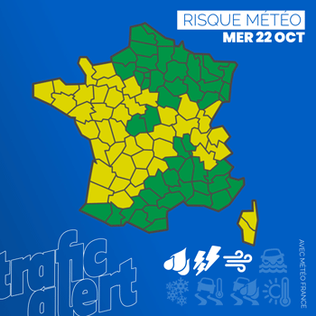 Vigilance météo jaune liée aux orages, vent et fortes pluies